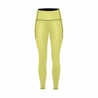 Womens Leggings With Pockets - Fitness Pants / Honeysuckle Yellow - Womens