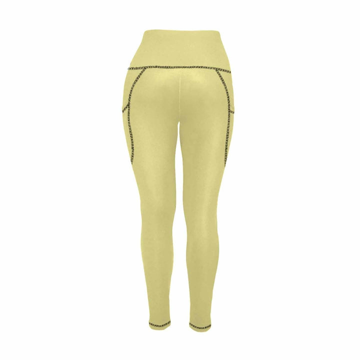 Womens Leggings with Pockets - Fitness Pants / Khaki Yellow - Womens | Leggings