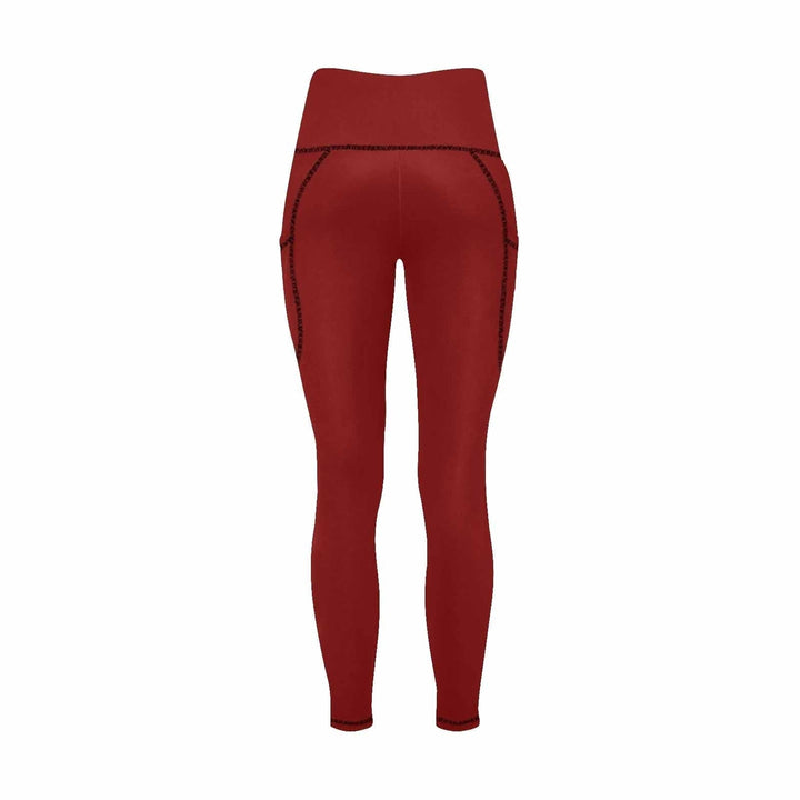 Womens Leggings with Pockets - Fitness Pants / Maroon Red - Womens | Leggings