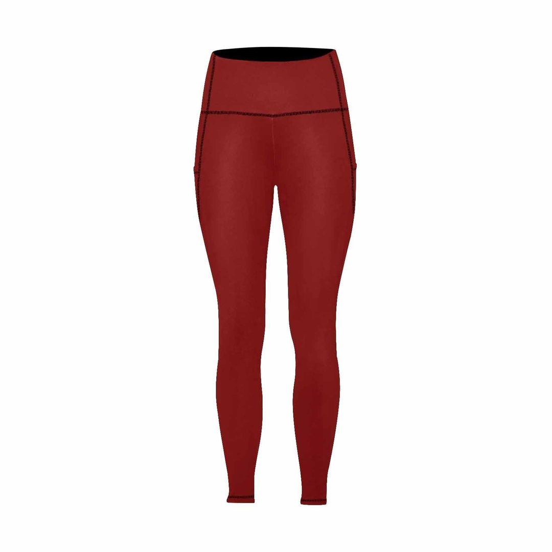 Womens Leggings with Pockets - Fitness Pants / Maroon Red - Womens | Leggings