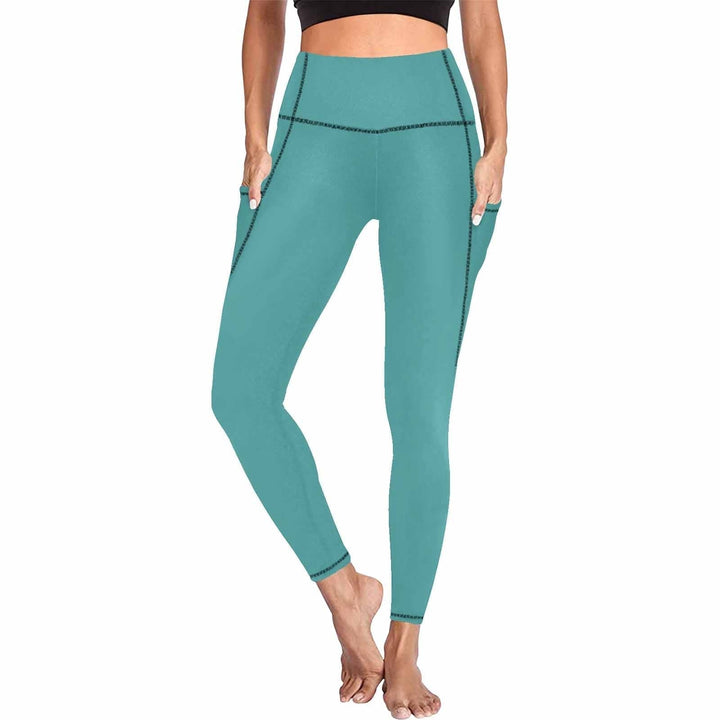 Womens Leggings with Pockets - Fitness Pants / Blue Green - Womens | Leggings