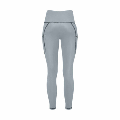 Womens Leggings With Pockets - Fitness Pants / Misty Blue Gray - Womens