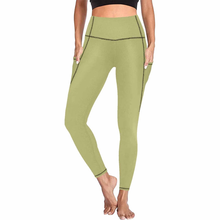 Womens Leggings with Pockets - Fitness Pants / Olive Green - Womens | Leggings