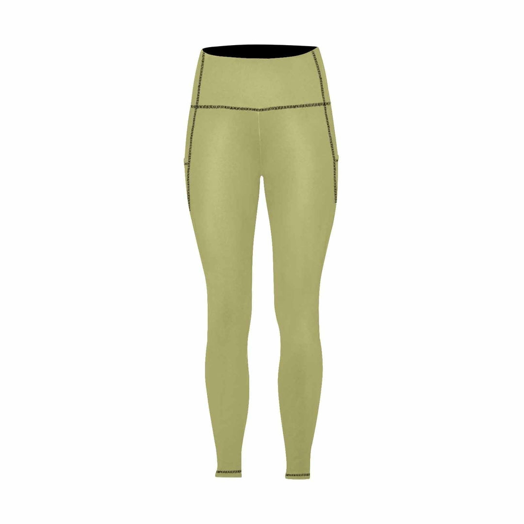 Womens Leggings with Pockets - Fitness Pants / Olive Green - Womens | Leggings