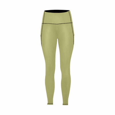 Womens Leggings With Pockets - Fitness Pants / Olive Green - Womens | Leggings
