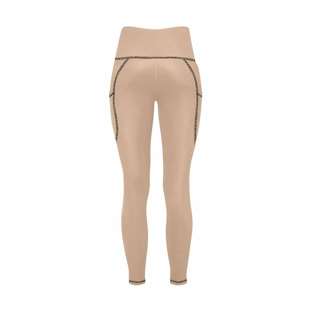 Womens Leggings with Pockets - Fitness Pants / Pale Brown - Womens | Leggings