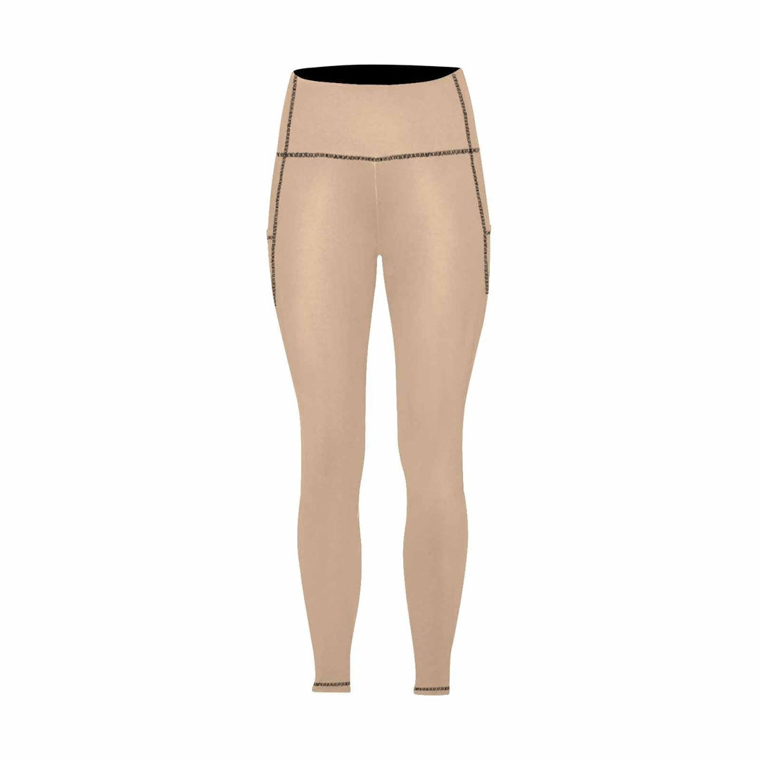 Womens Leggings with Pockets - Fitness Pants / Pale Brown - Womens | Leggings