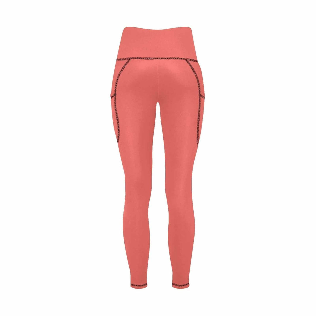 Womens Leggings with Pockets - Fitness Pants / Pastel Red - Womens | Leggings