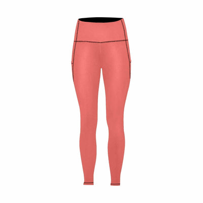 Womens Leggings With Pockets - Fitness Pants / Pastel Red - Womens | Leggings