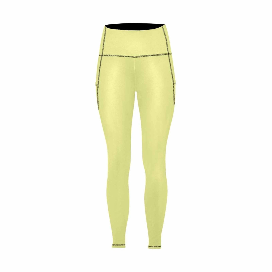 Womens Leggings with Pockets - Fitness Pants / Pastel Yellow - Womens | Leggings