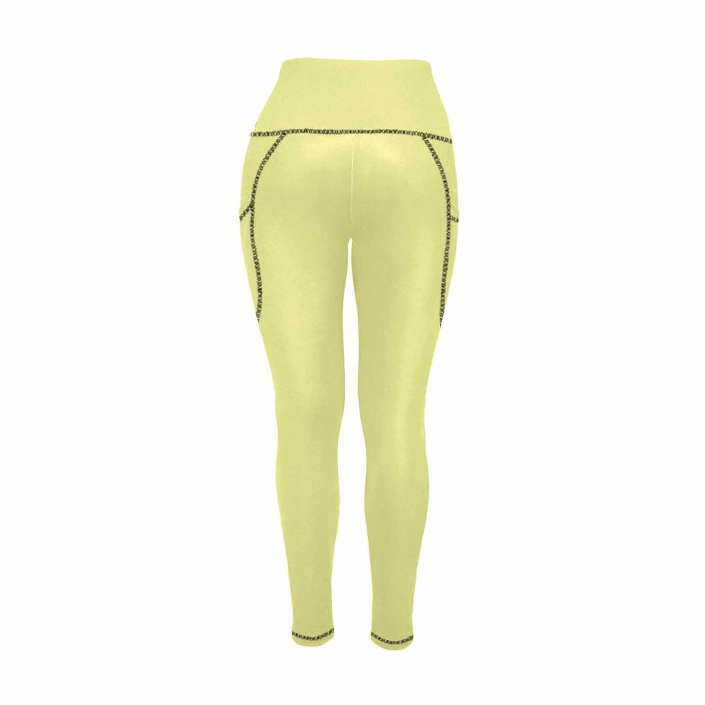 Womens Leggings with Pockets - Fitness Pants / Pastel Yellow - Womens | Leggings