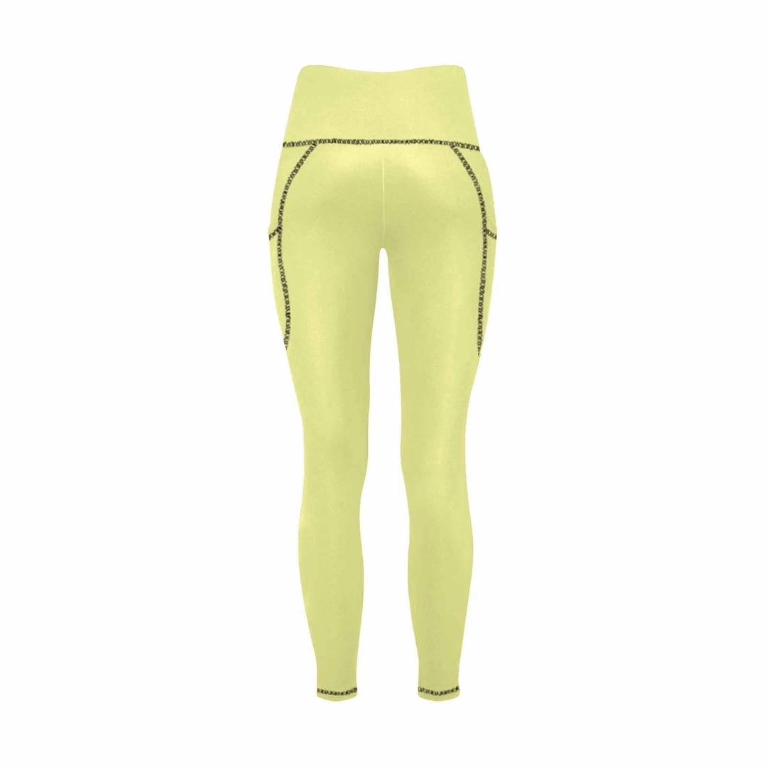 Womens Leggings with Pockets - Fitness Pants / Pastel Yellow - Womens | Leggings