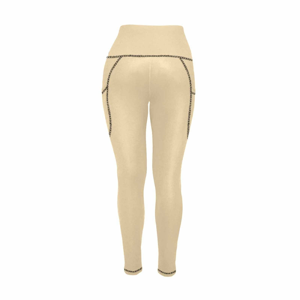 Womens Leggings with Pockets - Fitness Pants / Tan Beige - Womens | Leggings