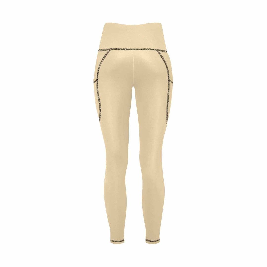 Womens Leggings with Pockets - Fitness Pants / Tan Beige - Womens | Leggings