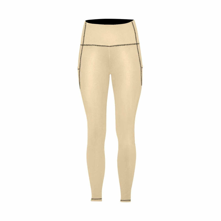 Womens Leggings with Pockets - Fitness Pants / Tan Beige - Womens | Leggings