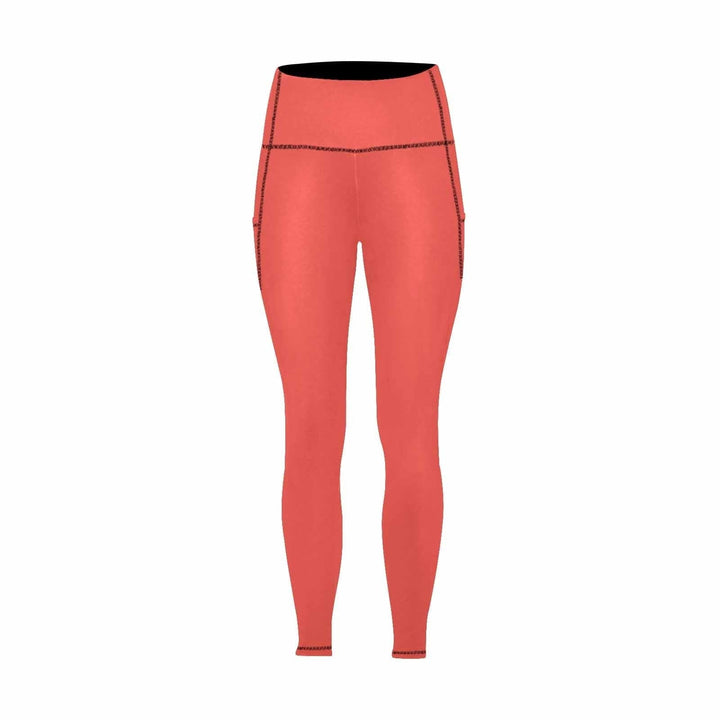 Womens Leggings with Pockets - Fitness Pants / Red Orange - Womens | Leggings