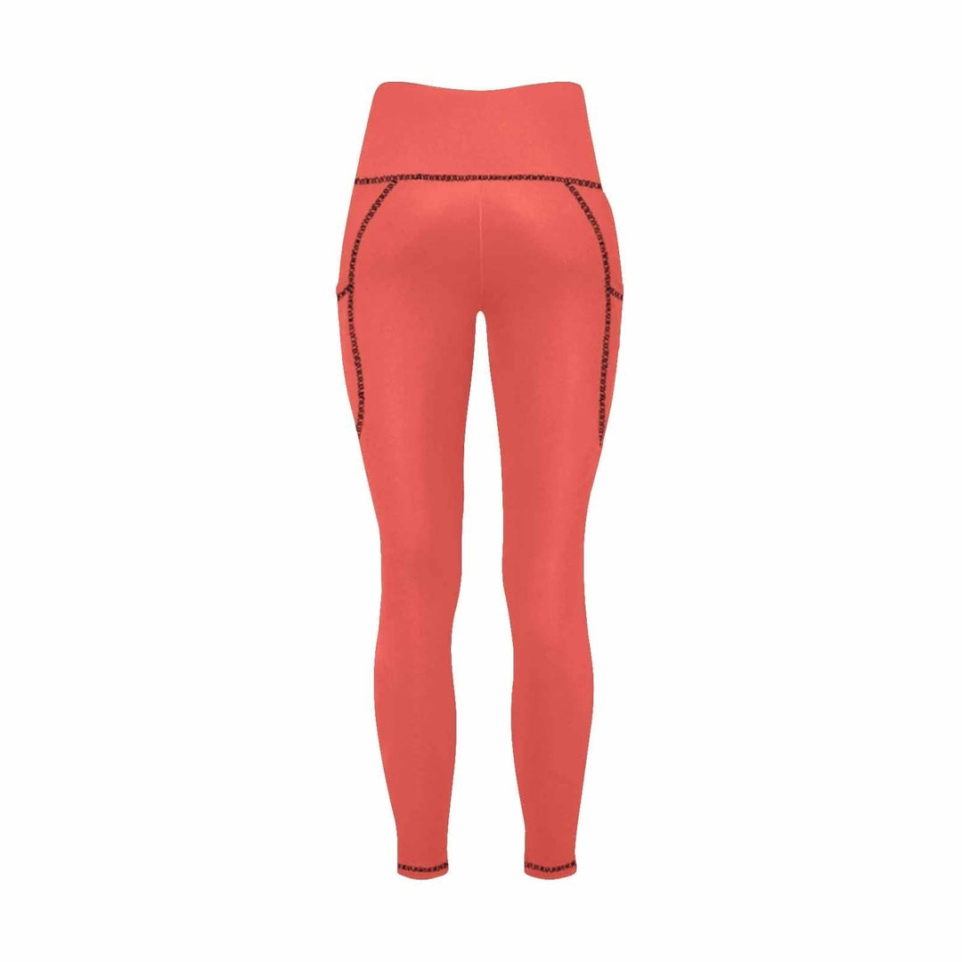 Womens Leggings with Pockets - Fitness Pants / Red Orange - Womens | Leggings