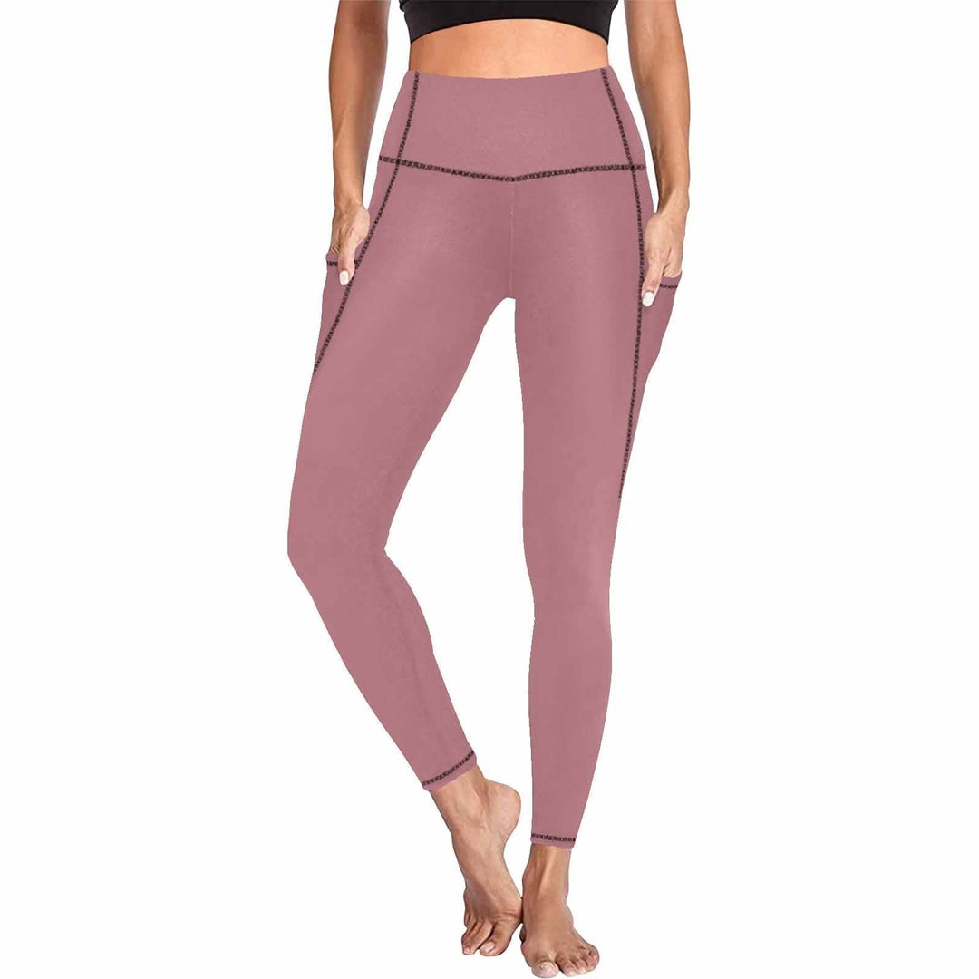 Womens Leggings with Pockets - Fitness Pants / Rose Gold Red - Womens | Leggings