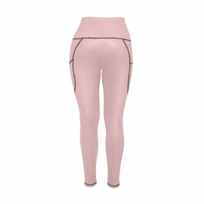 Womens Leggings With Pockets - Fitness Pants / Rose Quartz Red - Womens