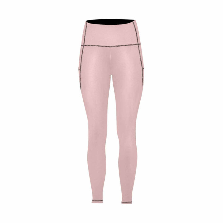 Womens Leggings with Pockets - Fitness Pants / Rose Quartz Red - Womens