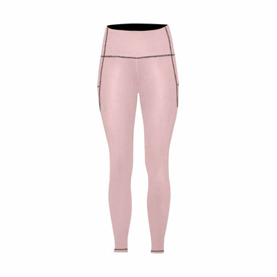 Womens Leggings With Pockets - Fitness Pants / Rose Quartz Red - Womens