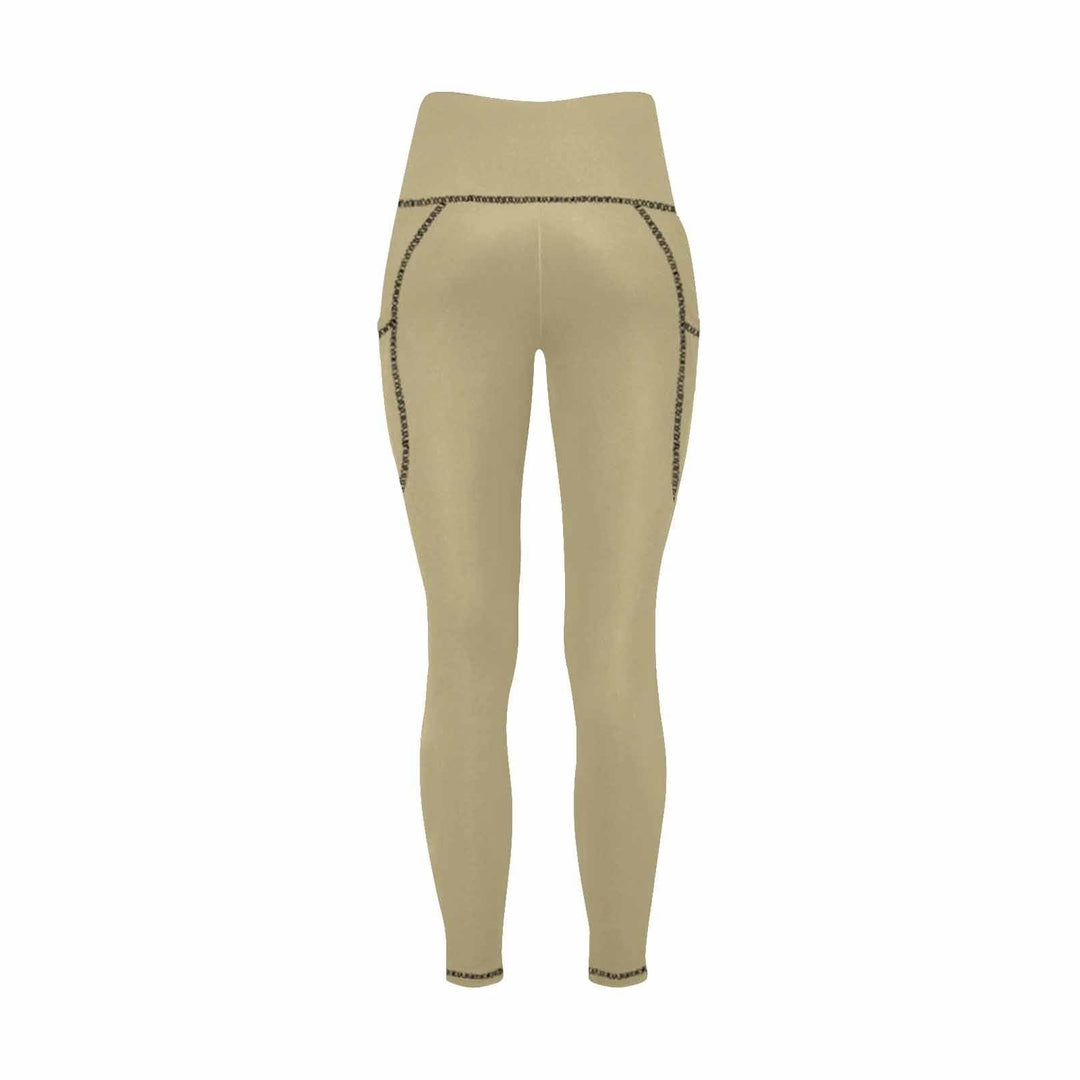 Womens Leggings with Pockets - Fitness Pants / Sand Dollar Brown - Womens