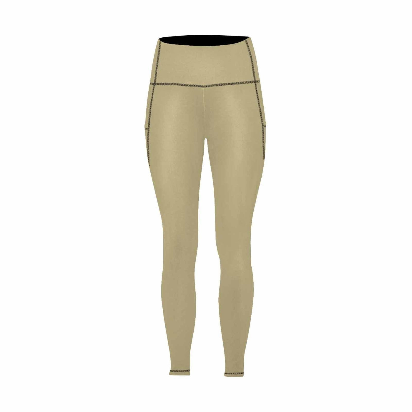 Womens Leggings With Pockets - Fitness Pants / Sand Dollar Brown - Womens