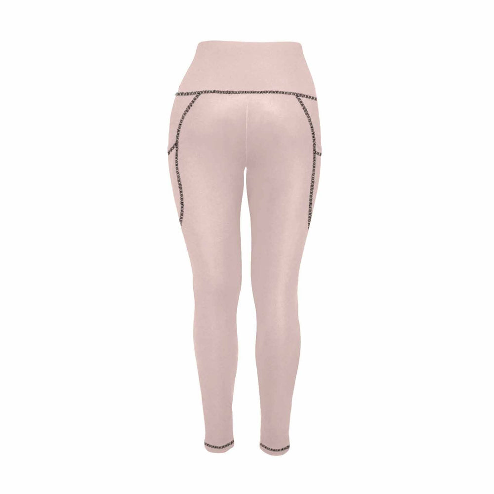 Womens Leggings with Pockets - Fitness Pants / Scallop Seashell Pink - Womens