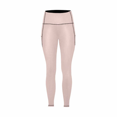 Womens Leggings With Pockets - Fitness Pants / Scallop Seashell Pink - Womens