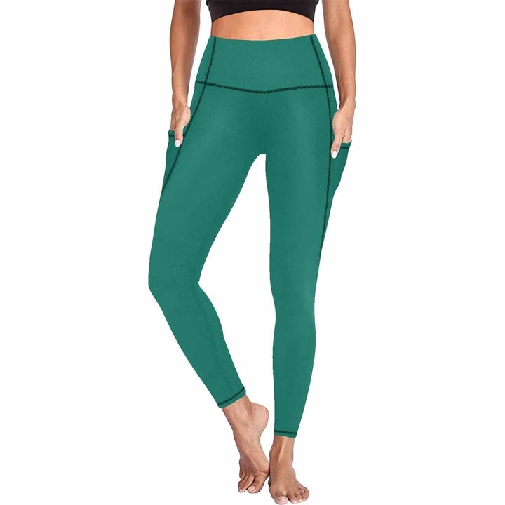 Womens Leggings with Pockets - Fitness Pants / Teal Green - Womens | Leggings