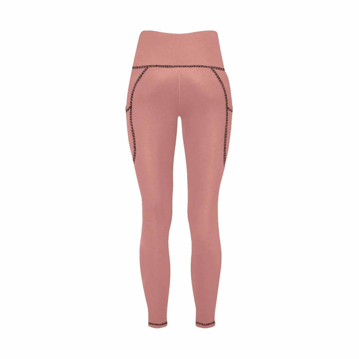 Womens Leggings with Pockets - Fitness Pants / Tiger Lily Pink - Womens