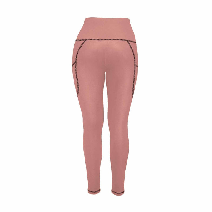 Womens Leggings with Pockets - Fitness Pants / Tiger Lily Pink - Womens