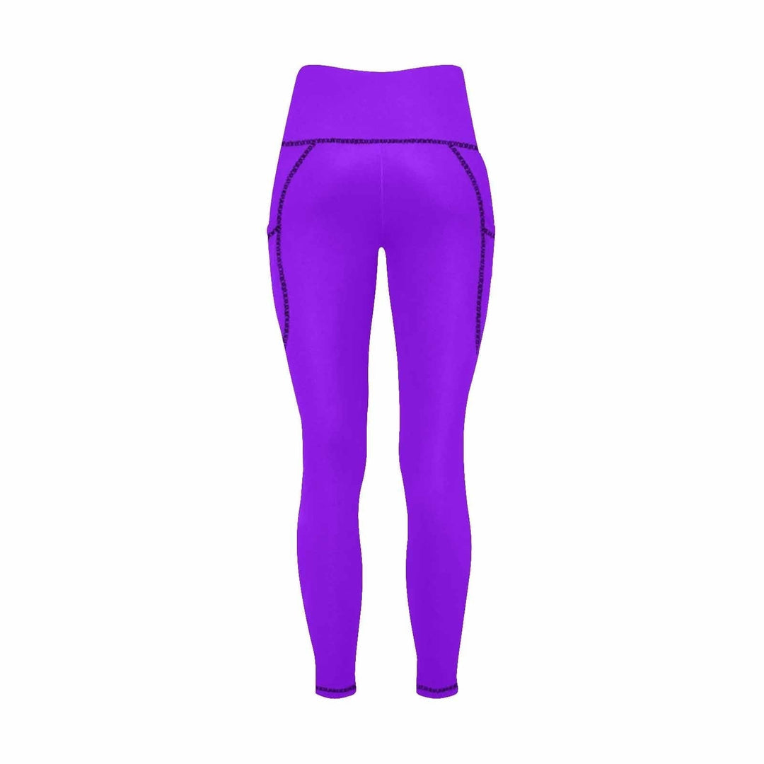 Womens Leggings with Pockets - Fitness Pants / Violet Purple - Womens/Leggings