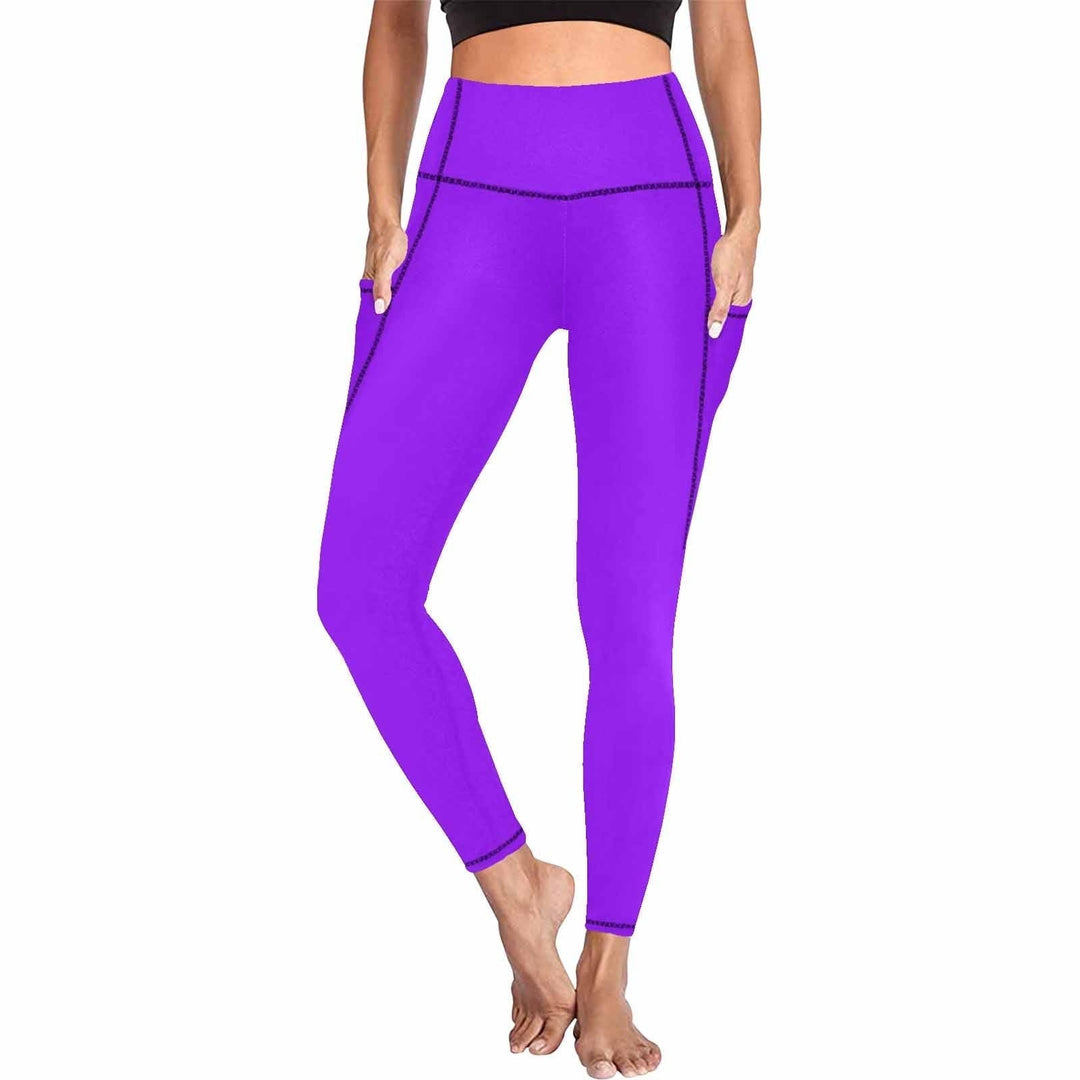 Womens Leggings with Pockets - Fitness Pants / Violet Purple - Womens/Leggings