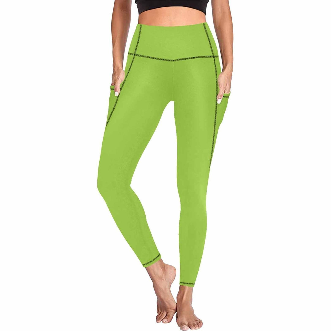 Womens Leggings with Pockets - Fitness Pants / Yellow Green - Womens | Leggings