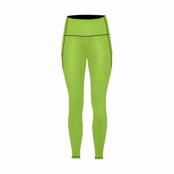 Womens Leggings with Pockets - Fitness Pants / Yellow Green - Womens | Leggings