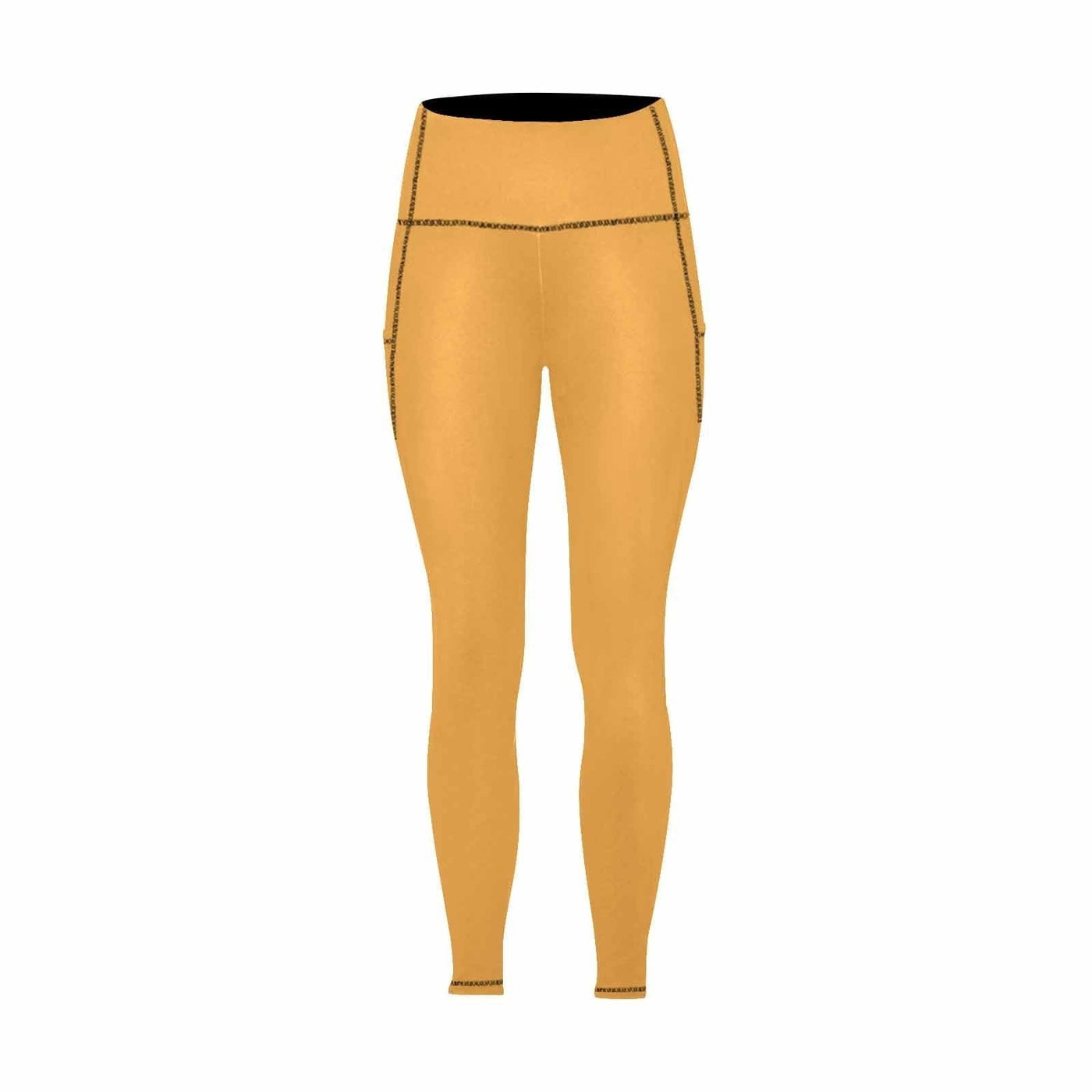 Womens Leggings With Pockets - Fitness Pants / Yellow Orange - Womens | Leggings