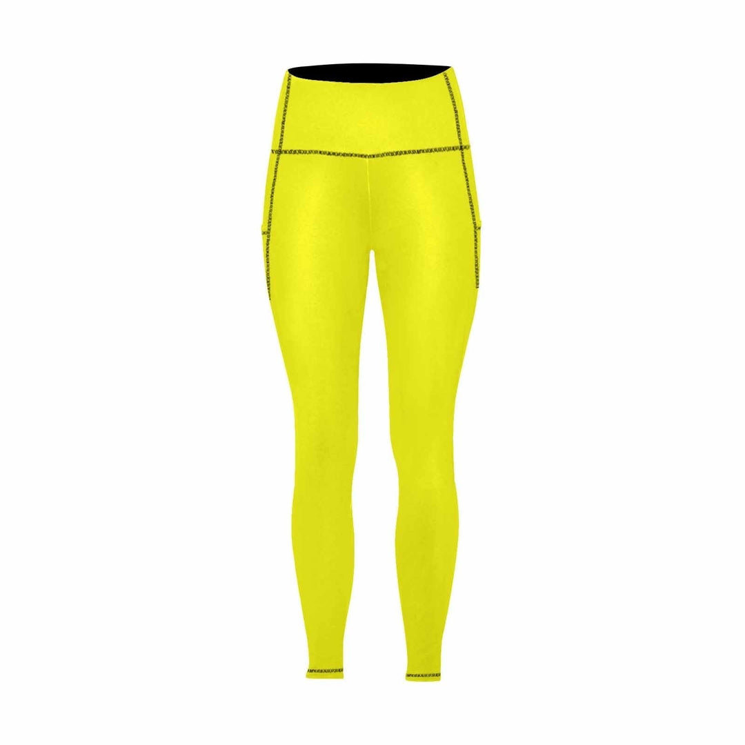 Womens Leggings with Pockets - Fitness Pants / Yellow - Womens | Leggings