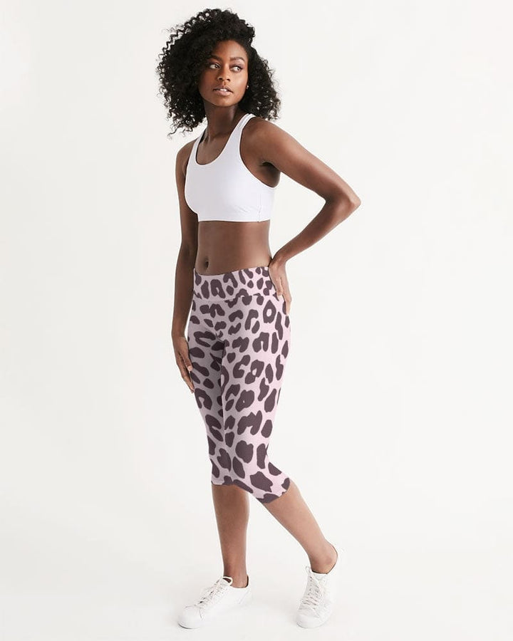 Women’s Mid-rise Capri / Pink and Black Leopard Print - Womens | Leggings