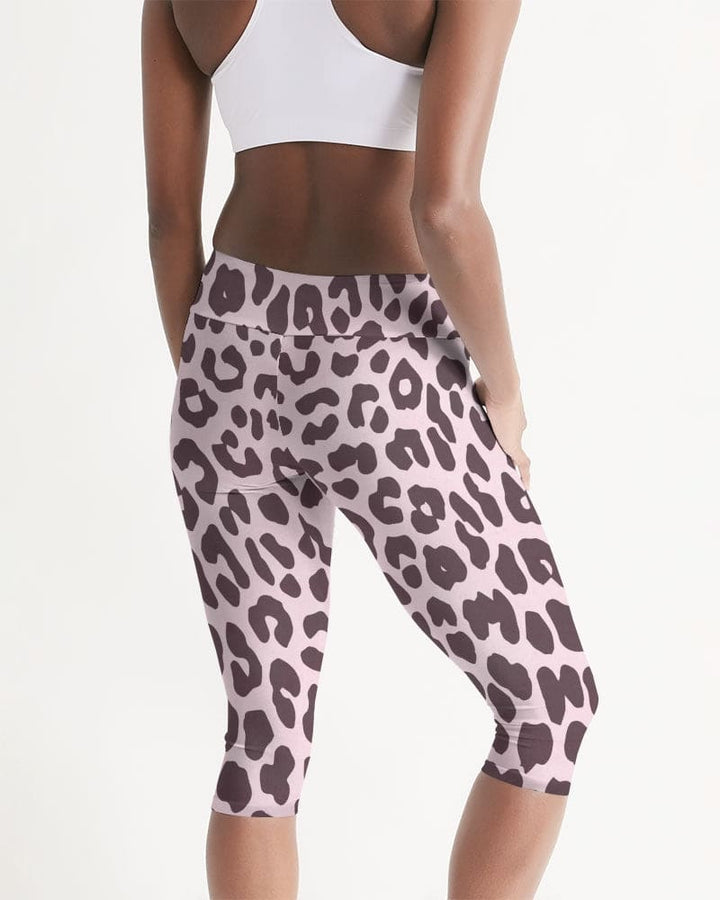 Women’s Mid-rise Capri / Pink and Black Leopard Print - Womens | Leggings