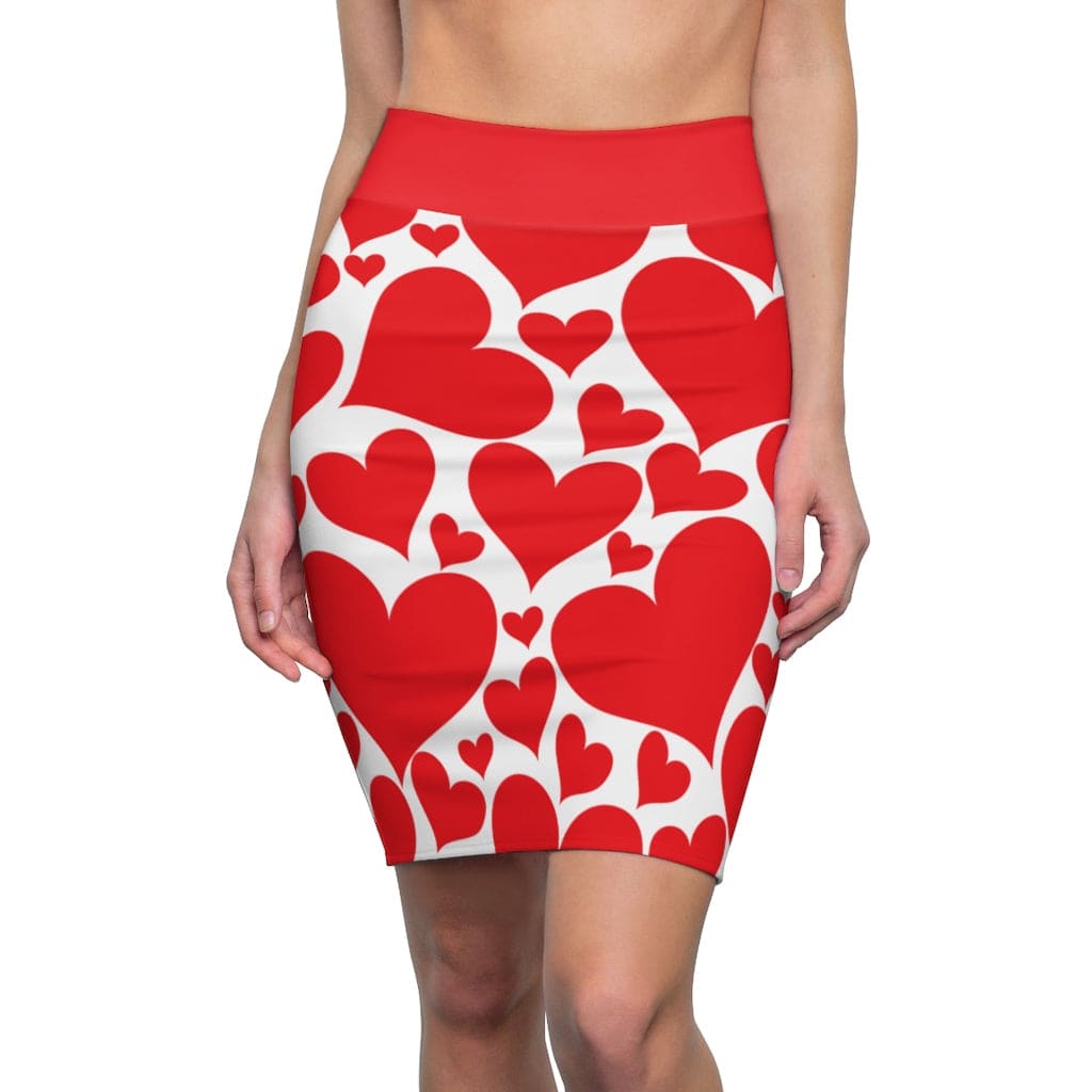 Womens Pencil Mini Skirt Love Red Hearts S867849 - Womens | Skirts