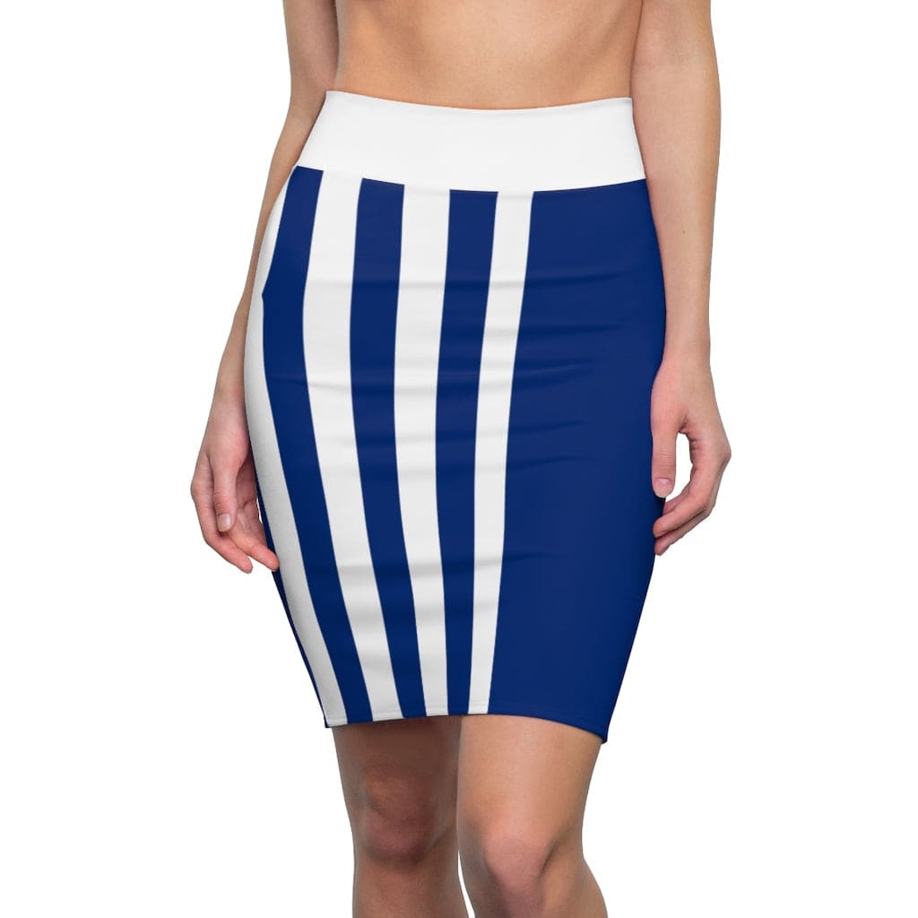 Womens Pencil Skirt Blue/white Stripe Stretch Mini - Womens | Skirts