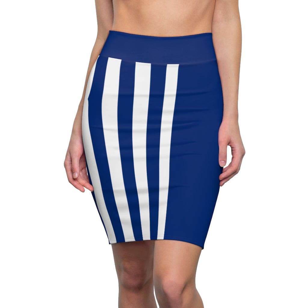 Womens Pencil Skirt Blue/white Stripe Stretch Mini S152393 - Womens | Skirts