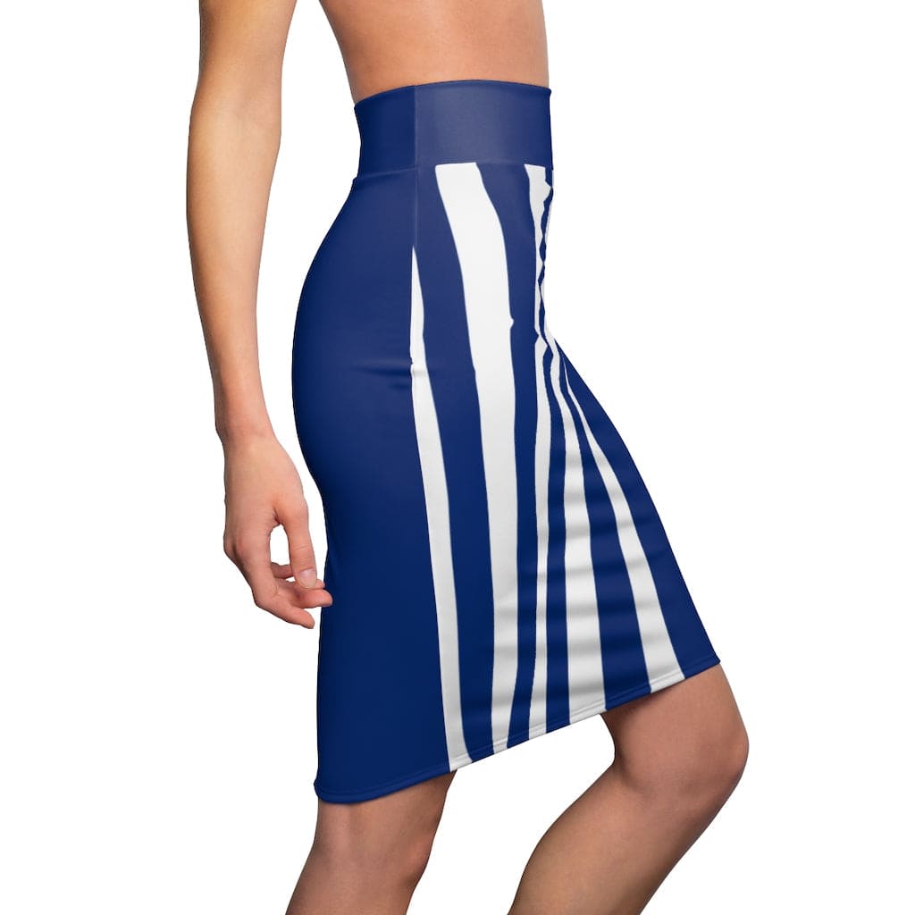 Womens Pencil Skirt Blue/white Stripe Stretch Mini S152393 - Womens | Skirts