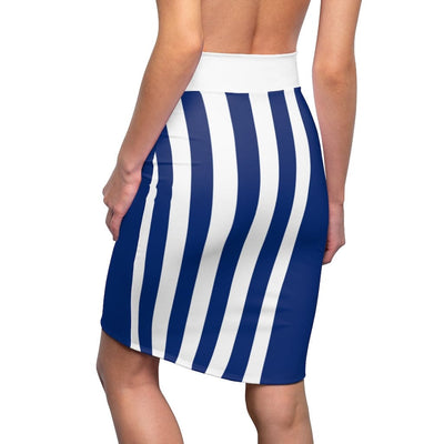 Womens Pencil Skirt Blue/white Stripe Stretch Mini - Womens | Skirts
