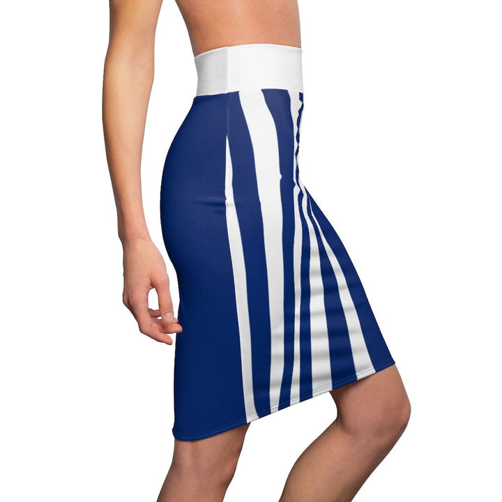 Womens Pencil Skirt Blue/white Stripe Stretch Mini - Womens | Skirts