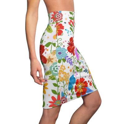 Womens Pencil Skirt High Waist Stretch Multicolor Floral Print - Womens | Skirts