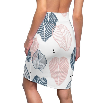 Womens Pencil Skirt High Waist Stretch Pastel Color Leaves - Womens | Skirts