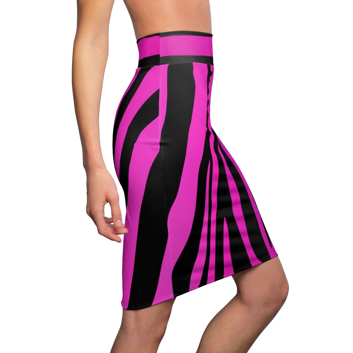 Womens Pencil Skirt High Waist Stretch Purple Stripes - Womens | Skirts
