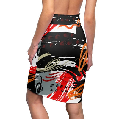 Womens Pencil Skirt High Waist Stretch Trio Black/red White - Womens | Skirts